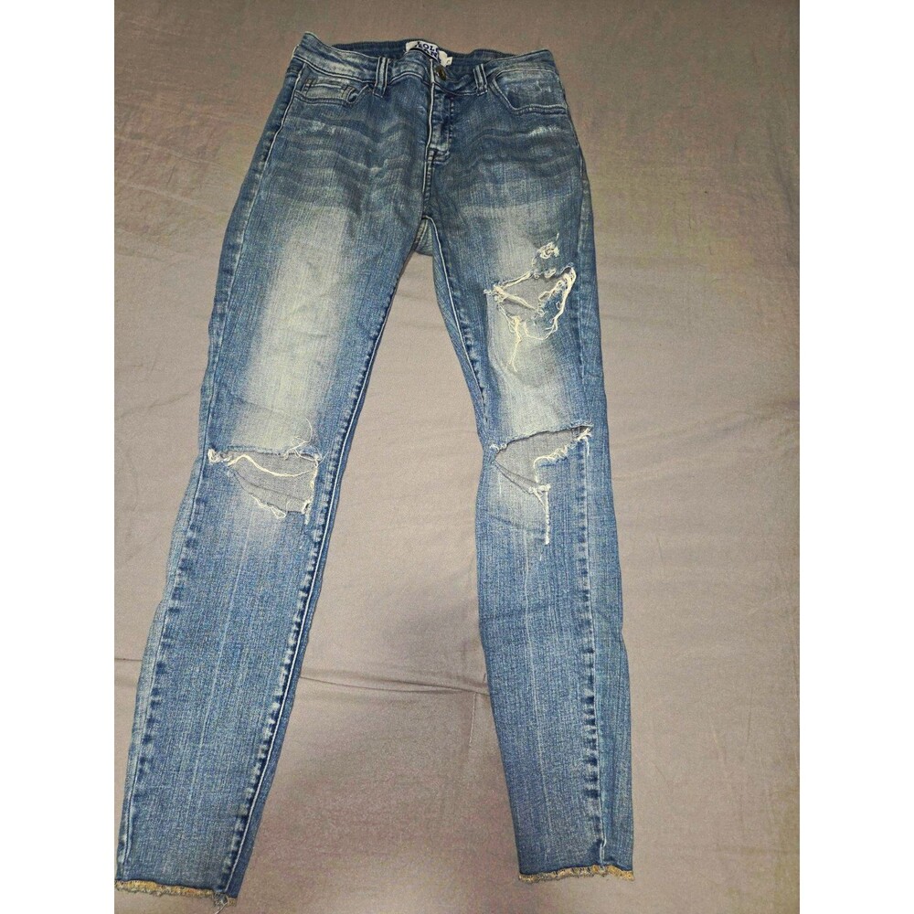 Lolo Jeans Womens Distressed Skinny Jeans Size 7 27W Light Wash Stretch Denim